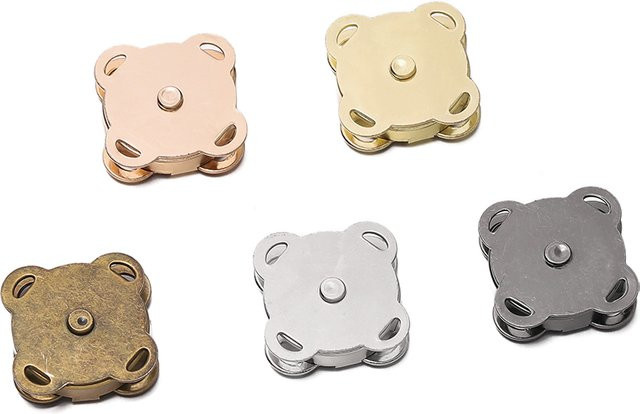 5er Set Metall Magnet Schnalle zum Aufnähen in Blau für DIY Nähaber und Bekleidungszubehör - Bild 1