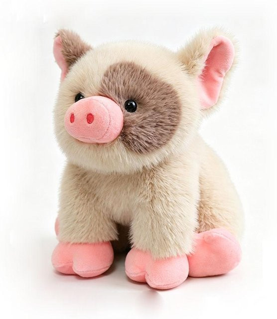 Rosa Weißes Schwein Plüschtier Puppe, 20cm, Rosa / Pink, Weiß, Braun - Bild 1