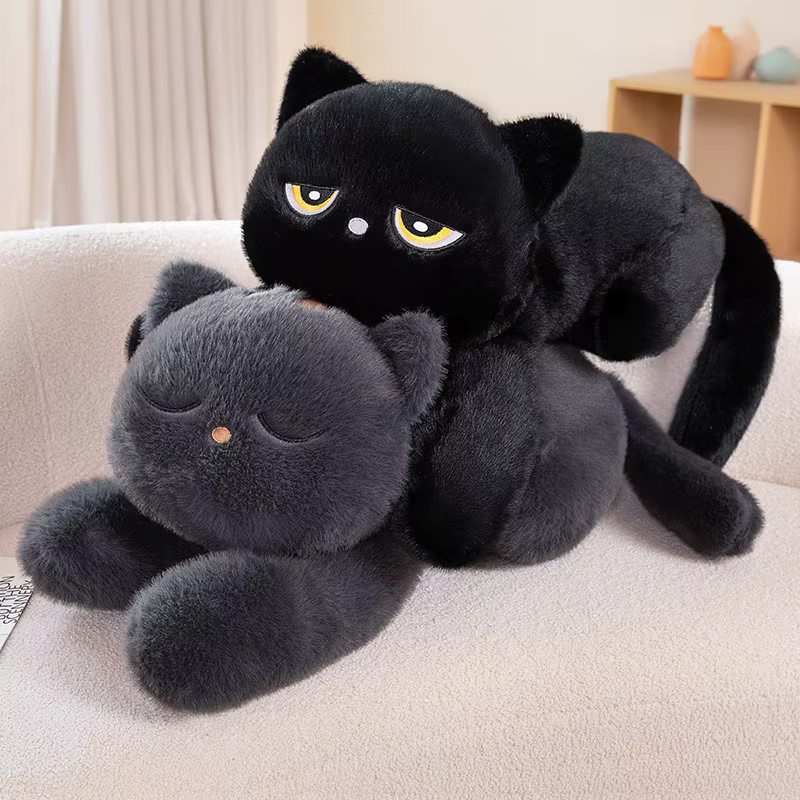 BOOKFONG Schwarzes Katzen-Plüschtier, Schwarz, Round - Bild 4