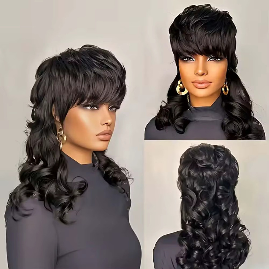 OYM HAIR Pixie-Perücke, lockere Wellen, Echthaar, 180 % Dichte, Damen - Bild 4