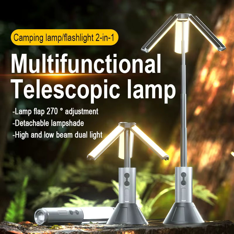 ESMARTER Tragbare Teleskop-LED-Taschenlampe in Silver Black, wiederaufladbar und zusammenklappbar mit COB-Suchscheinwerfer für Camping und Outdoor - Bild 3