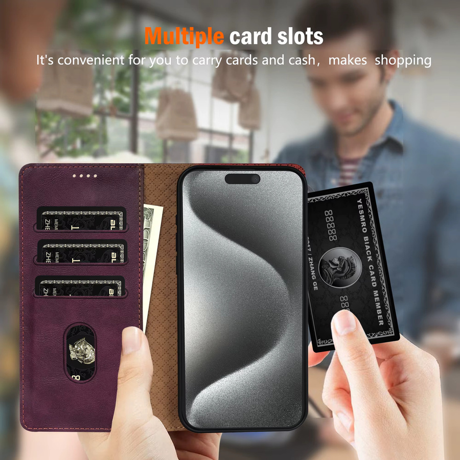 Luxus Leder Brieftasche für Google Pixel 9 10 Pro XL 8 7 6 Business Magnetische Flip Case mit Kartenfächern in Rot und Lila - Bild 4