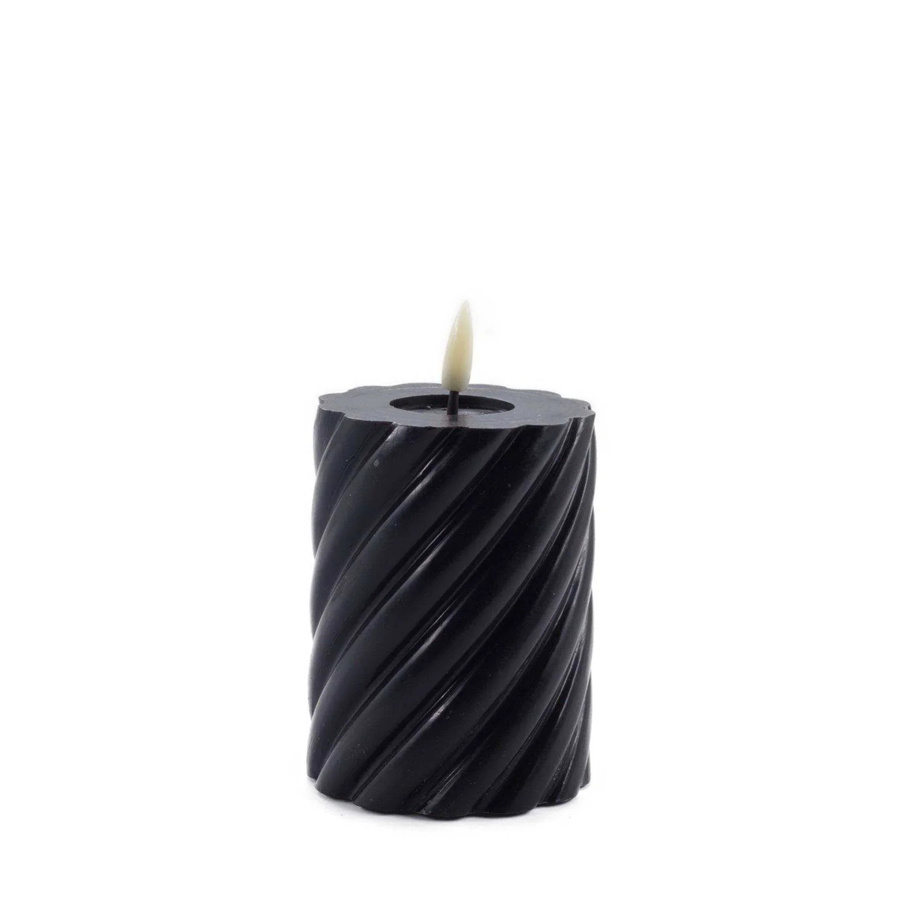 Mansion LED-Kerze Swirl Schwarz mit Flackereffekt, Höhe: 10 cm, Durchmesser: 7,5 cm - Bild 1