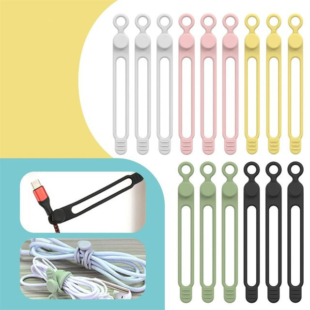 Multifunktionale Silikon-Kabelbinder als wiederverwendbare Reise-Kabel-Organizer und Drahtclips - Bild 1