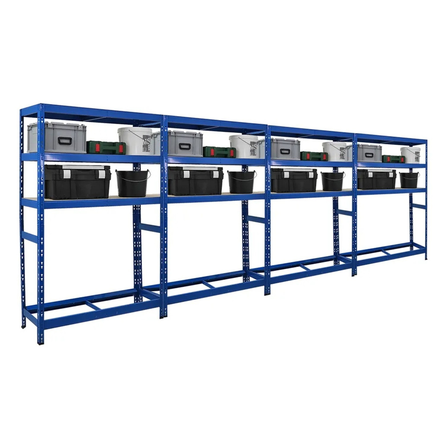 PROREGAL Tiger Reifenregal Set 4 Stück, Blau, H x B x T: 180 x 120 x 40 cm, mit 3 verstellbaren Fachböden für Garage und Werkstatt - Bild 2