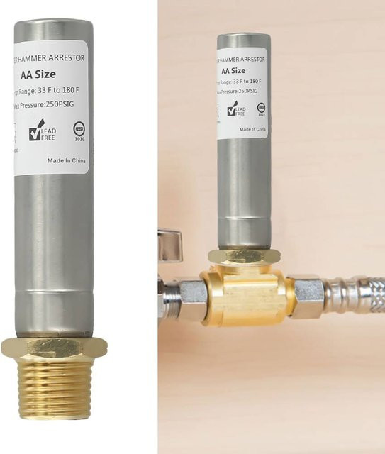 Vibratite Wasserhammer Ableiter aus Edelstahl mit 1/2 Zoll NPT Gewinde in Silber - Bild 1