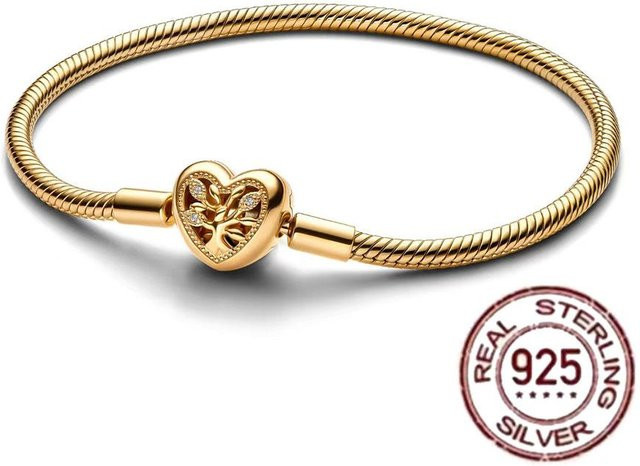 DR-Jewelry Kette 925 Sterlingsilber, herzförmige Krone, Schlangenknochen, Damen, 18cm - Bild 1