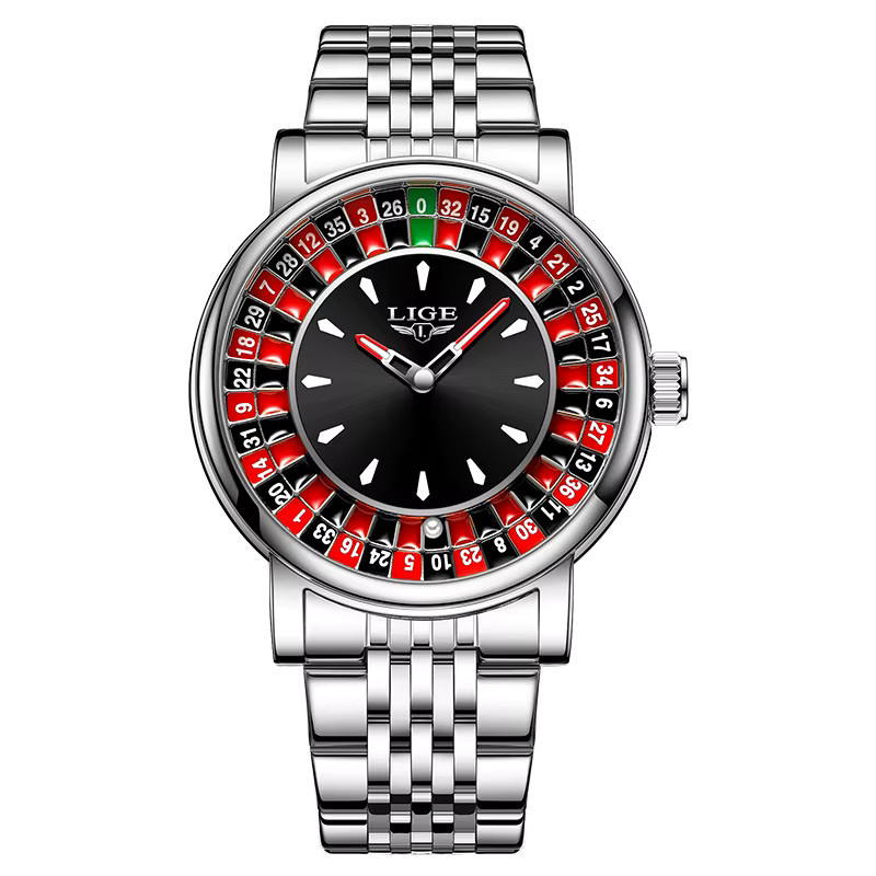 LIGE Armbanduhr Quarz, Edelstahl, Schwarz, Herren - Bild 7