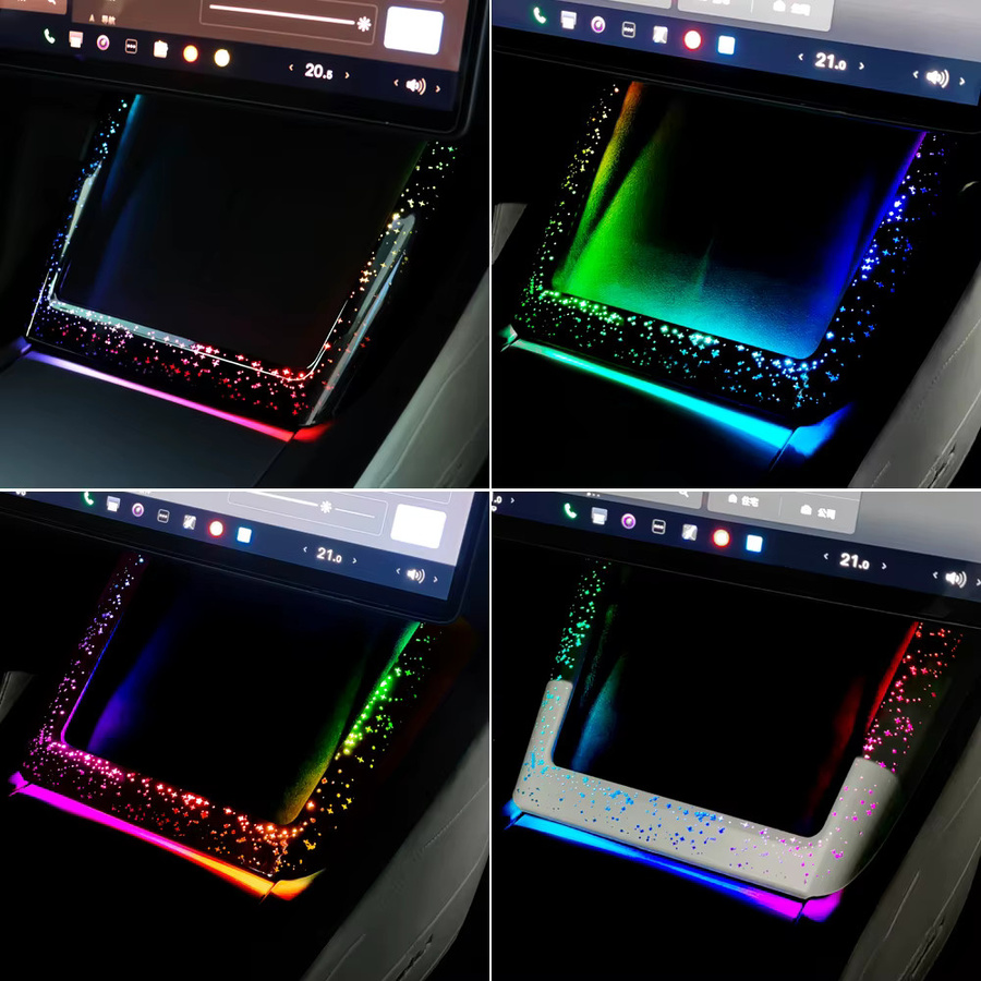 LED Kabelloses Lade-Rahmenlicht Grand Starry Atmosphere Trim für Tesla Model Y Juniper und Model 3 Highland RGB Star Sky S&L - Bild 2