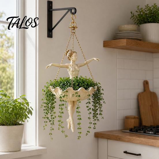Talos home Garden Eleganter Hänge-Blumentopf mit Ballerina-Silhouette aus Harz für Sukkulenten und Rankpflanzen - Bild 2