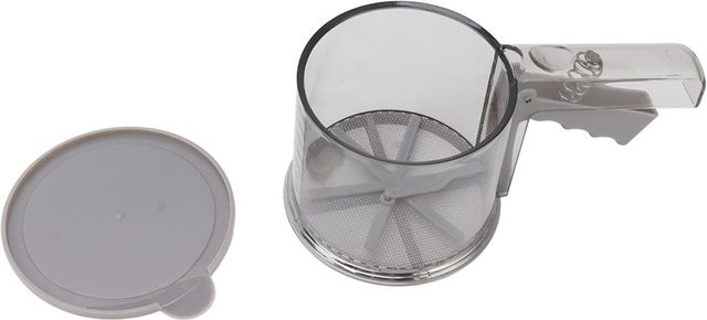 CosyHome Mehl Sieb aus Kunststoff, rund, transparent/grau, einstellbares feines Maschensieb zur Einhandbedienung - Bild 1