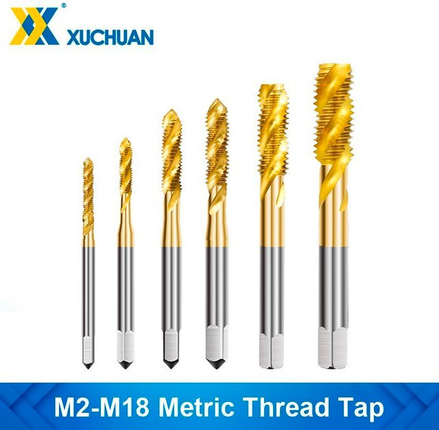 Xcan HSS Maschinengewindebohrer mit Titanbeschichtung und Spiralnut in Gold, metrische Gewinde M2 bis M18 - Bild 1