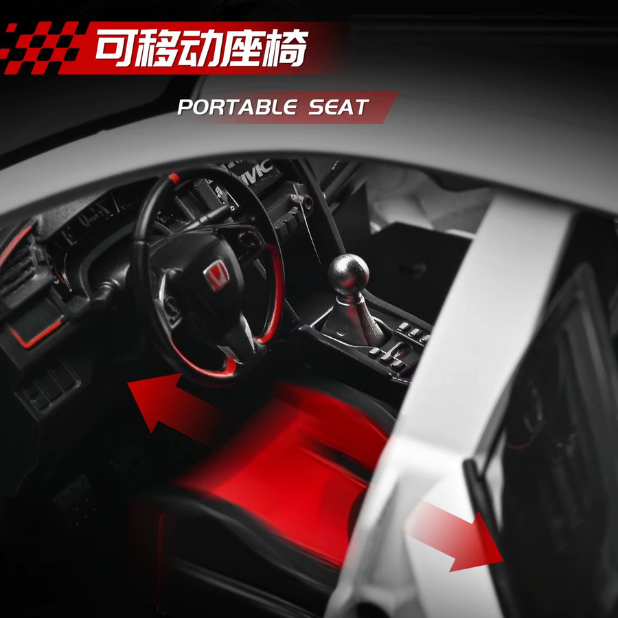 WELLY Civic Type-R Automodell, Maßstab 1:18, mit Licht und Sound, Metall - Bild 4