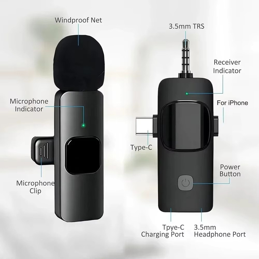 Basix Mini-Funkmikrofon Schwarz – Kabelloses Lavalier-Mikrofon mit Geräuschunterdrückung für iPhone und Android zur Nutzung bei Interviews und Vlogs - Bild 3
