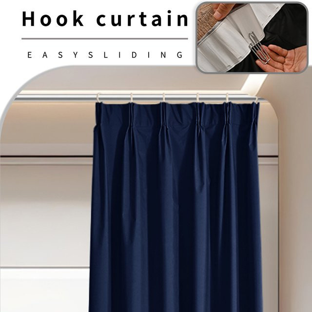 Nanavtoria Verdunkelungsvorhang mit Haken, 100 % Verdunkelung, wärmeisoliert und wasserdicht, Blau, Höhe: 130 cm - Bild 1