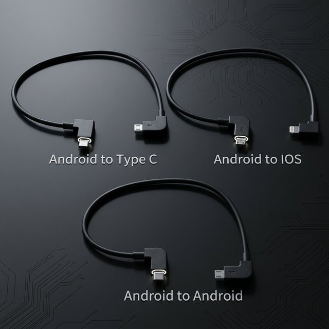 DJI Datenkabel Micro-USB auf Lightning oder USB-C für DJI Spark, Mavic Pro, Mavic Air, Mavic 2 und Mini SE in Schwarz - Bild 1
