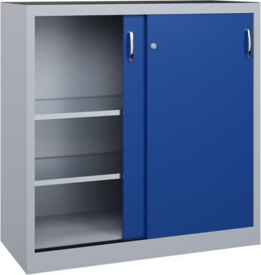 C + P Schiebetüren-Werkzeugschrank Acurado aus Stahl in Weißaluminium/Enzianblau, B/T/H: 120 x 50 x 120 cm - Bild 1