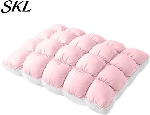 Lantongya Eis-Seiden-Touch Kissen in Rosa mit kühlender Mikrofaser-Füllung, gestepptes Bettkissen, B x H: 66 x 50 cm - Bild 1