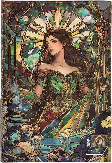 Yate Queen Notizbuch mit vergoldetem Hardcover und europäischer Illustration in Grün und Multicolour - Bild 1