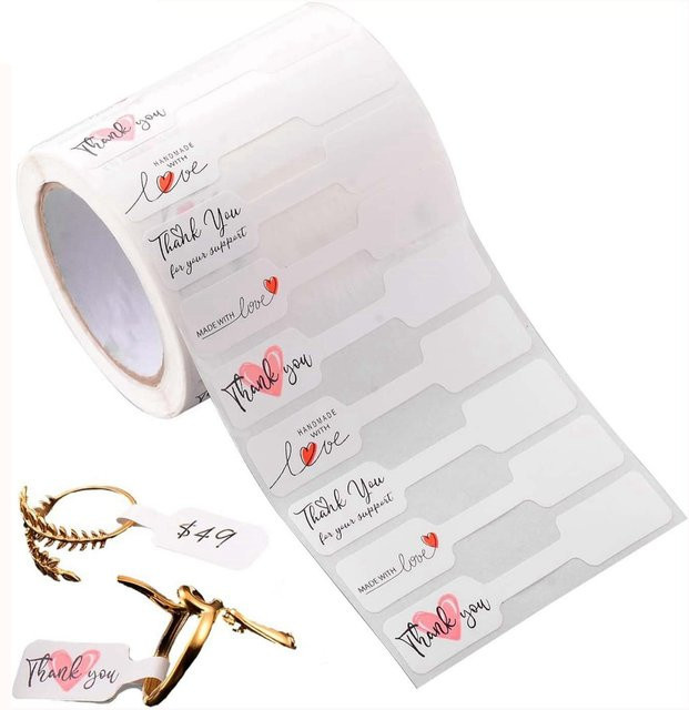 TYFYO Preisaufkleber für Schmuck, 500 Stück weiße selbstklebende Preisschilder aus Papier für Ringe, Halsketten und Ohrringe - Bild 1