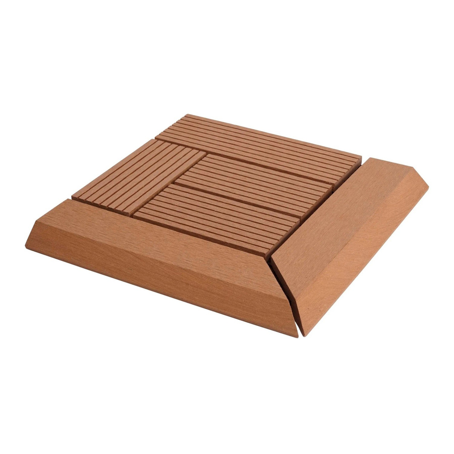 BERLINLODGE WPC Eck-Bodenfliese mit Abschluss in Teak Holzoptik, Braun, B/T: 30 x 30 cm - Bild 2