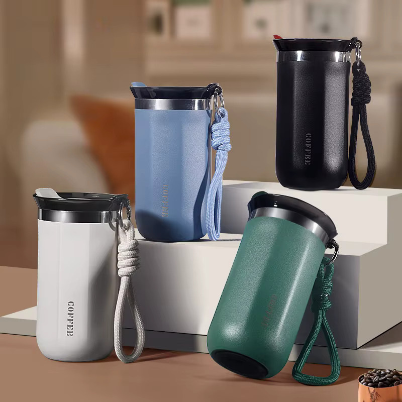 Vakuumisolierter Reisebecher aus Edelstahl in Blau, doppelwandiger Kaffeetasse mit 350 ml Fassungsvermögen - Bild 5