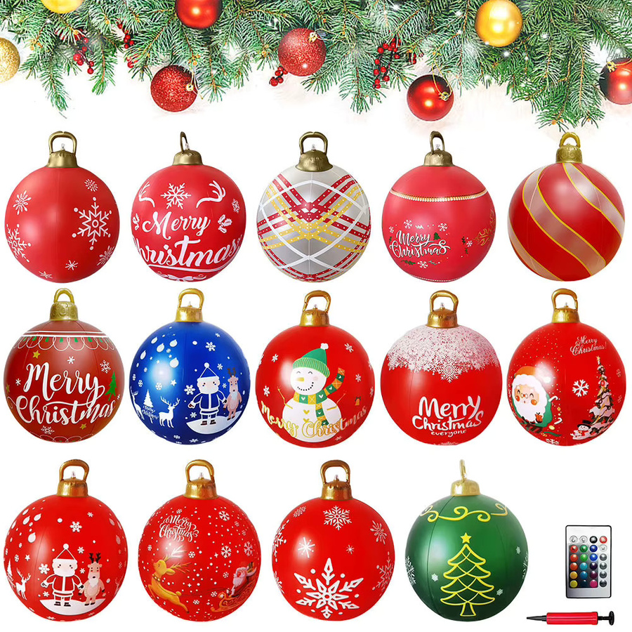 APWIKOGER Aufblasbare Weihnachts-Deko Kugel in Rot mit Licht, 60 cm Durchmesser, PVC Outdoor Ornament - Bild 1