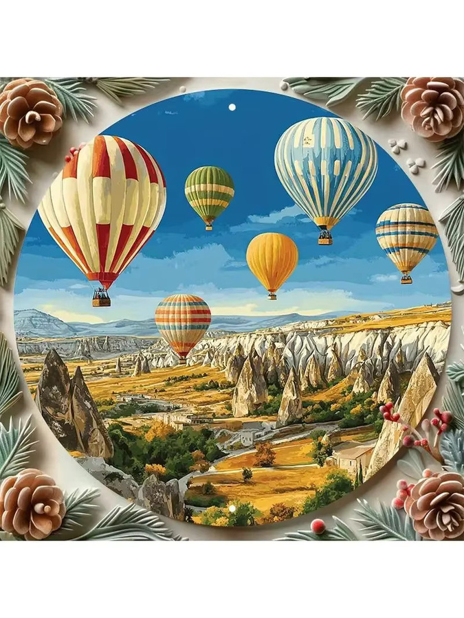 Metall-Wandkunst CIFBUY Cappadocia Ballonschild in Blau und Gold, Durchmesser: 20,3 cm - Bild 4