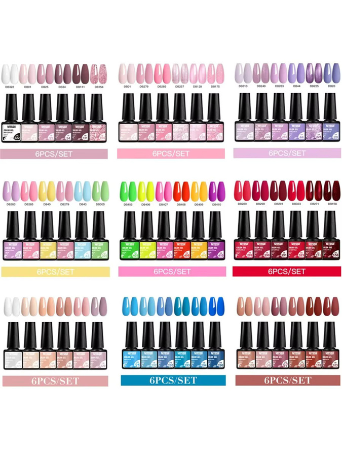 Mtssii Gel Nagellack Set, HEMA-frei, glänzend, 6 Stück - Bild 4