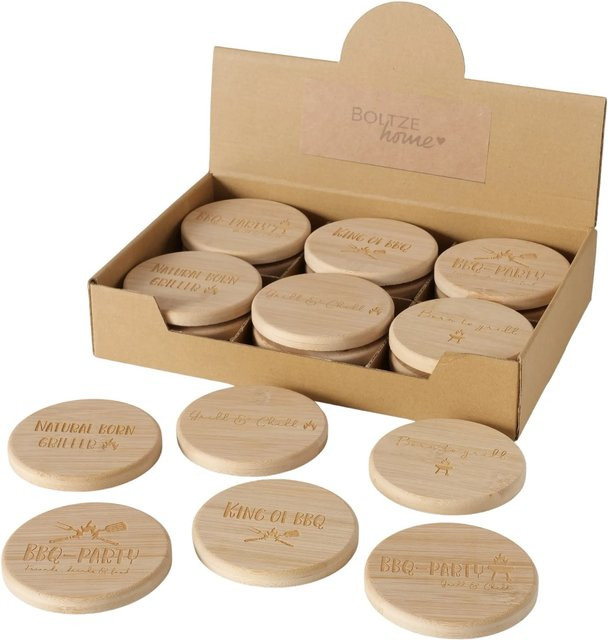 Boltze BBQ Untersetzer 6er Set in Natur und Beige, H x B x T: 1,5 x 10 x 1,5 cm - Bild 1