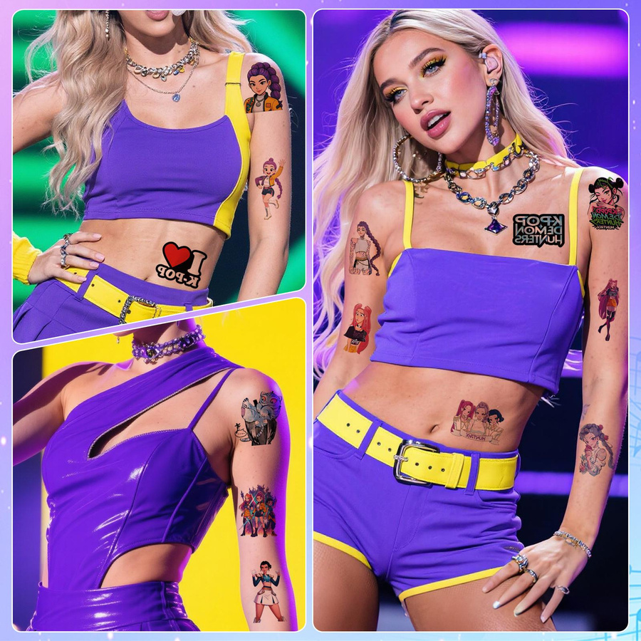 Yiran toy 1 Dämonenjäger Temporäre Tattoos Cartoon Anime und K-Pop Girlgroup Sticker - Bild 4