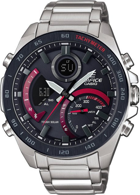 Casio Edifice Armbanduhr, Solar, Edelstahl, Schwarz, 46 mm, Herren - Bild 1