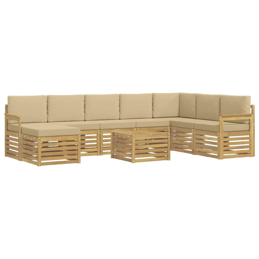 vidaXL Outdoor-Sofagarnitur 7-teilig aus Akazienholz in Weiß und Beige, B/T/H: 59 x 59 x 37 cm - Bild 2