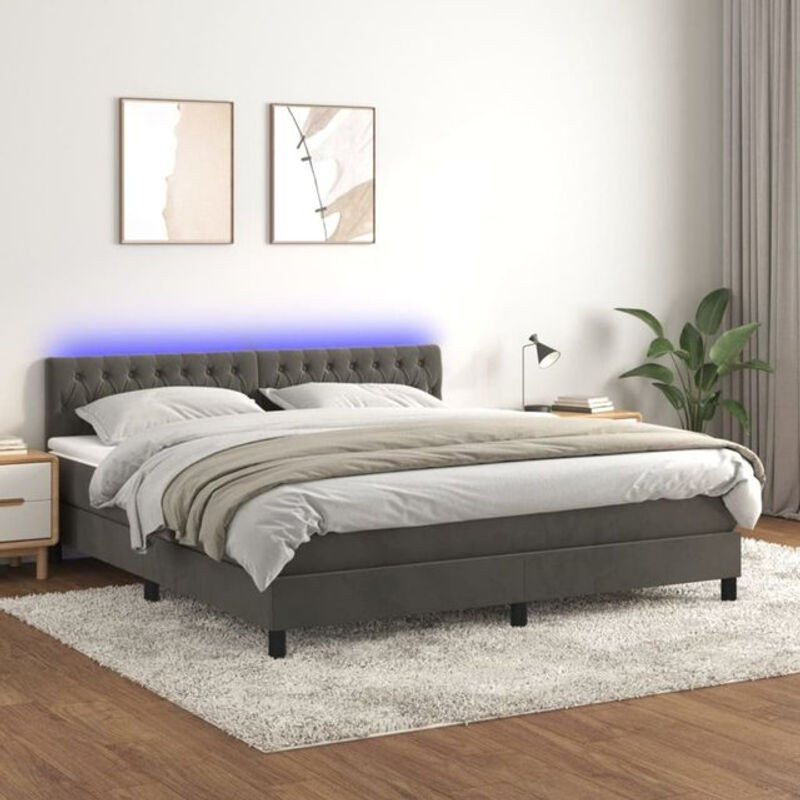 Vidaxl Boxspringbett mit Matratze aus Samt in Dunkelgrau B/T/H: 180 x 200 x 78 cm - Bild 1