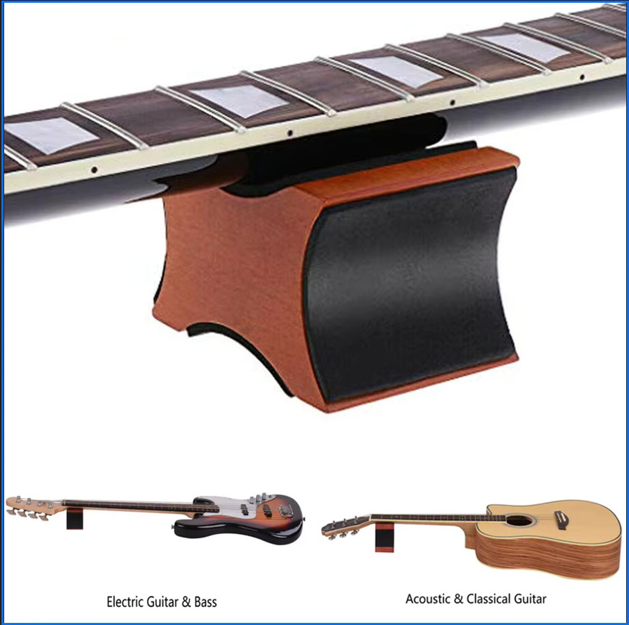 YOUYAN Professionelles Gitarrenhals-Stützkissen aus Holz mit 2-stufiger Höhenverstellung für die Reparatur von Gitarren, Geigen und Ukulelen in Braun und Rot - Bild 2
