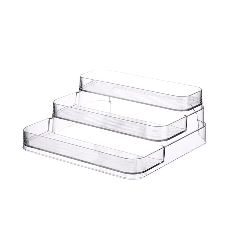 3-stöckiges Desktop-Parfümregal aus transparentem Kunststoff als Kosmetik-Organizer und Gewürzregal, Breite: 26,5 cm, Tiefe: 10,5 cm - Bild 4