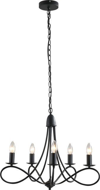 HOMCOM Rustikaler Deckenlüster aus Metall in Schwarz mit 5 verstellbaren Kerzenständern, Durchmesser: 58 cm, Höhe: 45 cm - Bild 1