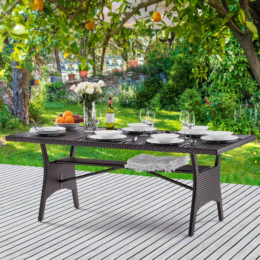 CARARIA® Polyrattan Gartentisch Takeo aus WPC in Braun, B/T/H: 190 x 90 x 75 cm - Bild 2