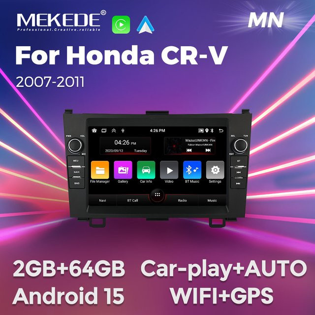 MEKEDE Android 15 Multimedia Autoradio mit CarPlay für Honda CR-V 2007-2011 in Schwarz - Bild 1