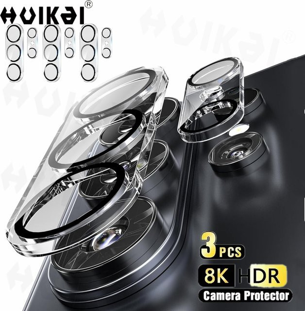3er-Pack Samsung Galaxy S26 Ultra und S25 Ultra Kameraobjektiv-Displayschutz aus gehärtetem Glas, transparent - Bild 1