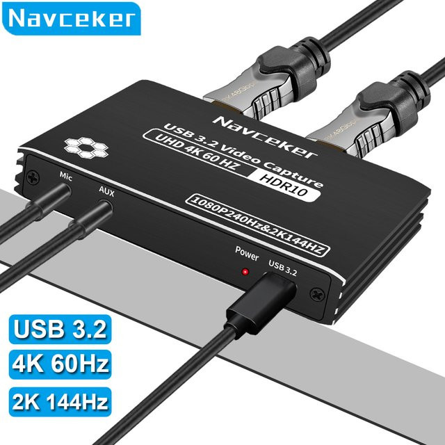 Navceker HDMI USB-C Video Capture Card 4K 60Hz mit HDCP Bypass für Live-Streaming, PS5 und Xbox, Schwarz - Bild 1