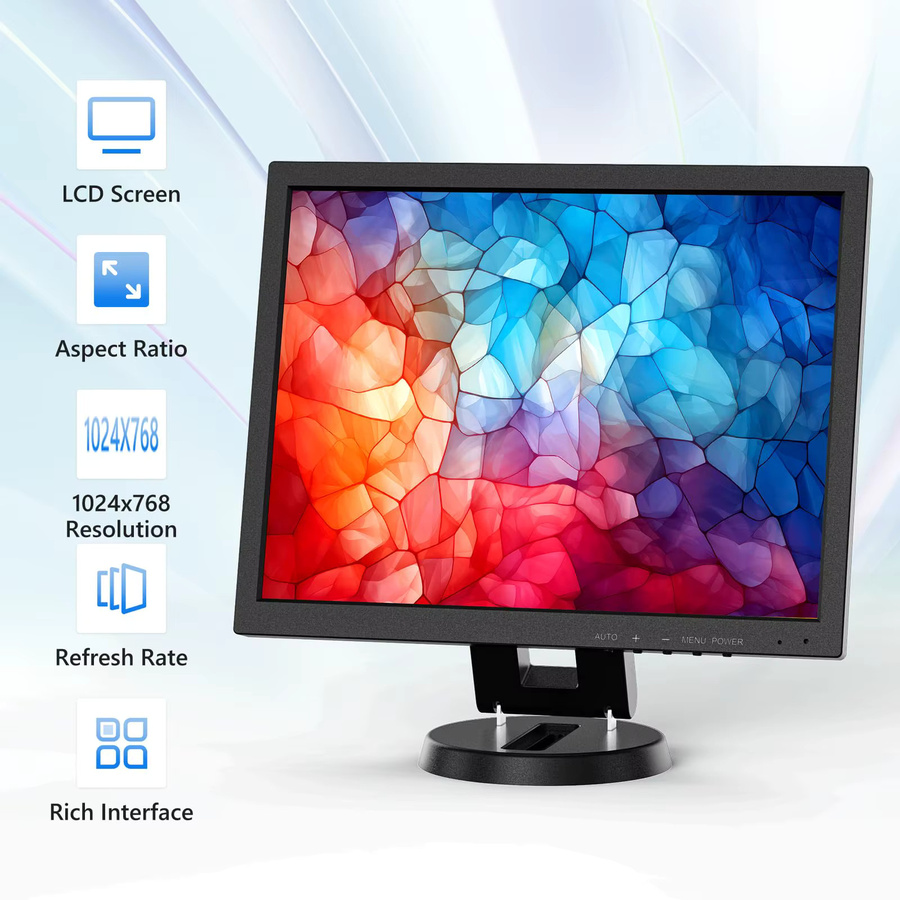Eyoyo 14 Zoll LCD-HDMI-Monitor in Schwarz mit 1024 x 768 Auflösung, VGA, AV und BNC Eingang sowie integrierten Lautsprechern und Fernbedienungsunterstützung - Bild 2
