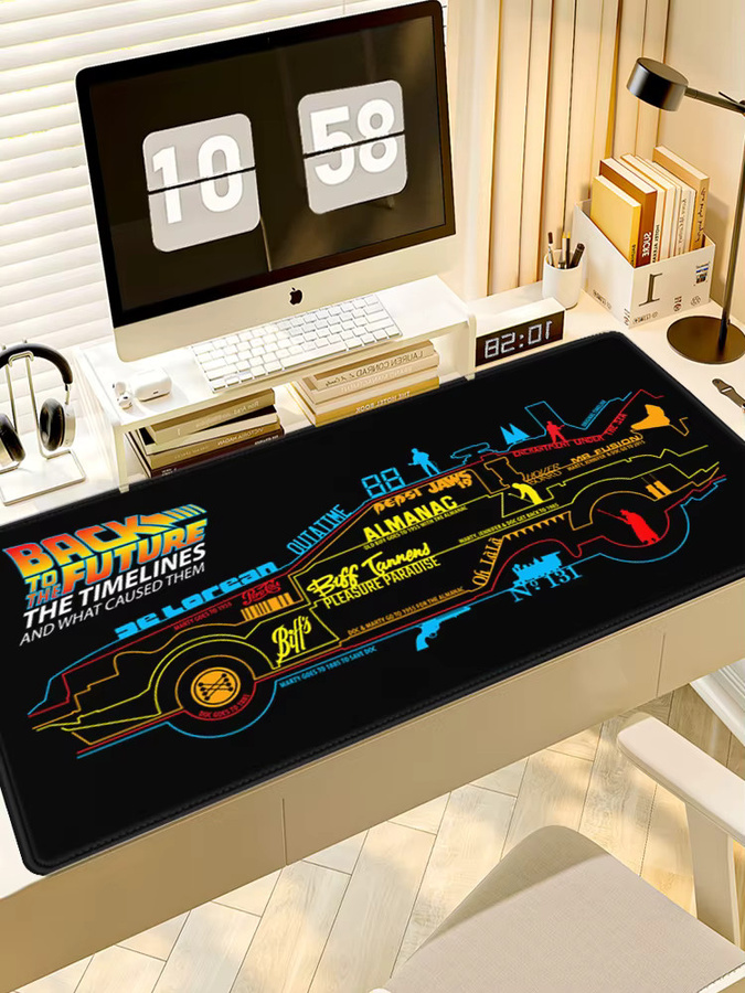HYBXAXC Mauspad Zurück in die Zukunft, große Schreibtischmatte für Tastatur und Maus, Multicolor, B/T: 90 x 40 cm - Bild 4