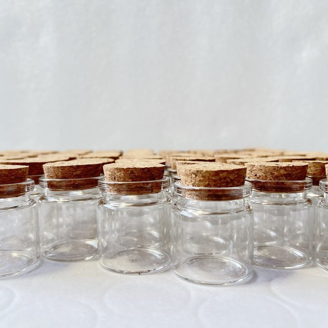 Mini-Glasflaschen mit Korkstopfen transparent 25 ml für DIY Deko und Hochzeitsgeschenke - Bild 1