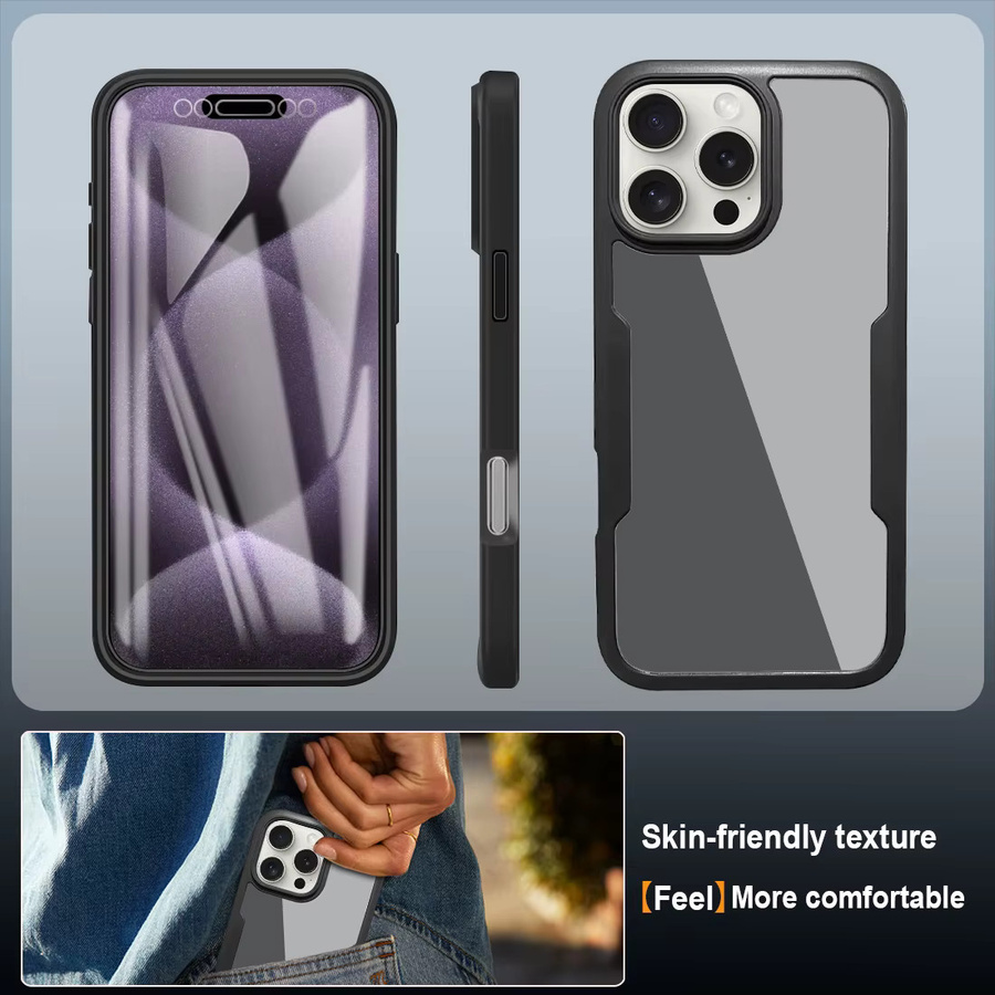 CYYWN 360 Ganzkörper-Displayschutzfolie und transparente Handyhülle für iPhone 16 Pro Max, 16 Pro, 16E und 16 Plus in Transparent und Purple - Bild 4