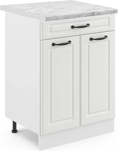 Vicco Küchenunterschrank R-Line in Weiß im Landhausstil mit Schubladen und Türen, B/T/H: 60 x 60 x 81,6 cm - Bild 1