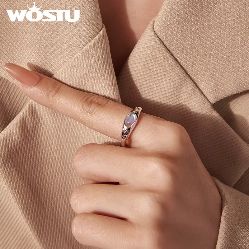 WOSTU Statement-Ring, Mondstein, Platin, Damen - Bild 2