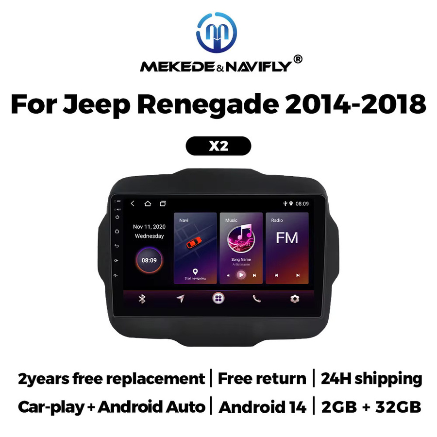 MEKEDE Android Autoradio mit Wireless CarPlay, WiFi und Bluetooth für Jeep Renegade 2016-2020, Schwarz - Bild 2
