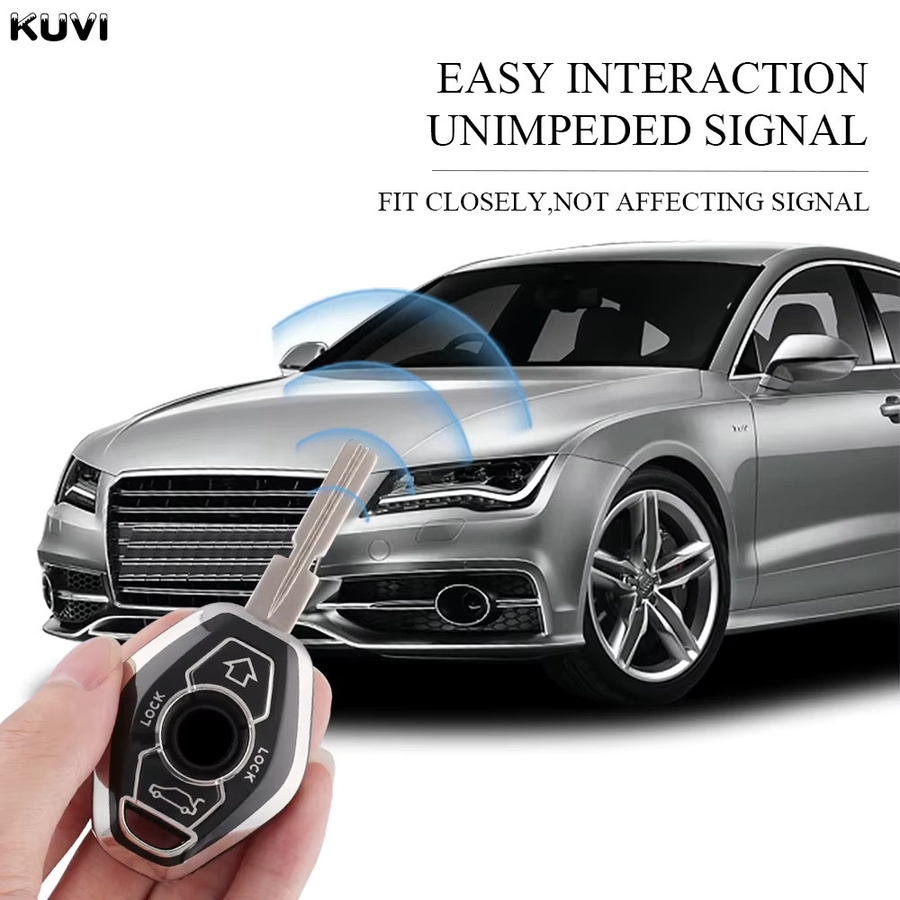 Kuvi TPU Auto Schlüsselhülle für BMW EWS X3 X5 Z3 Z4 1 3 5 7 Serie E38 E39 E46 3 Tasten in Schwarz - Bild 3