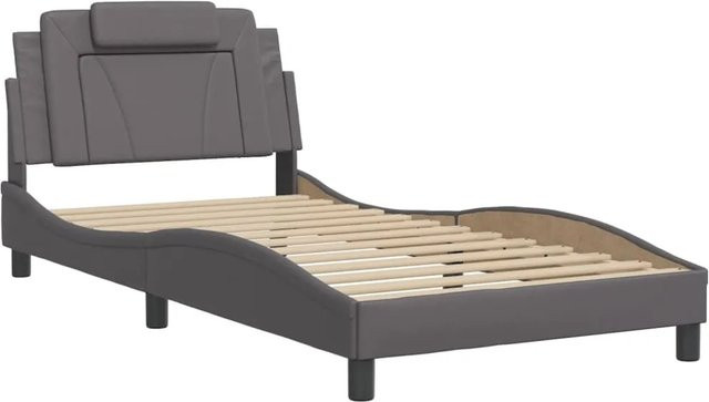 vidaXL Bettgestell Viana in Grau mit LED-Beleuchtung und USB-Ladeanschluss aus Kunstleder B/T/H: 100 x 200 cm - Bild 1